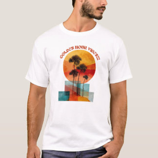 Golden Hour Sunset Palm Trees T-shirt – Tropisch S