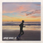Golden Hour Sunset - Venice Beach, Californië Glazen Onderzetter (Voorkant)