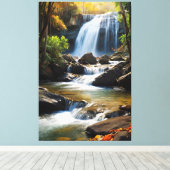 Golden Hour Waterval - Realistisch Natuur landscha Canvas Afdruk (Insitu (Houten vloer))