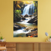 Golden Hour Waterval - Realistisch Natuur landscha Canvas Afdruk (Insitu (Woonkamer))