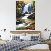 Golden Hour Waterval - Realistisch Natuur landscha Canvas Afdruk (Insitu (Slaapkamer))