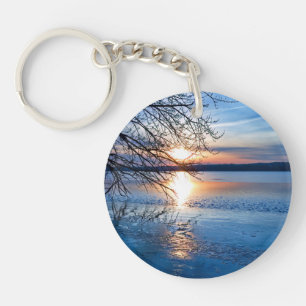Golden Hour, zonsopgang boven Lake Acrylic Sleutel Sleutelhanger