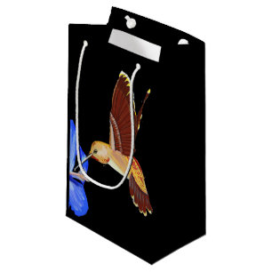 Golden Hummingbird and Blue Hibiscus Klein Cadeauzakje