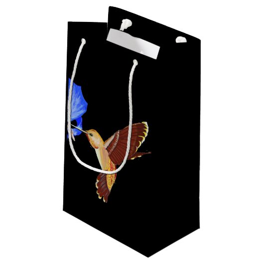 Golden Hummingbird and Blue Hibiscus Klein Cadeauzakje (Achterkant Gekanteld)