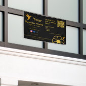 Golden Hummingbird Logo QR Code Zwart Bedrijf Spandoek (Buitenkant Gebouw)