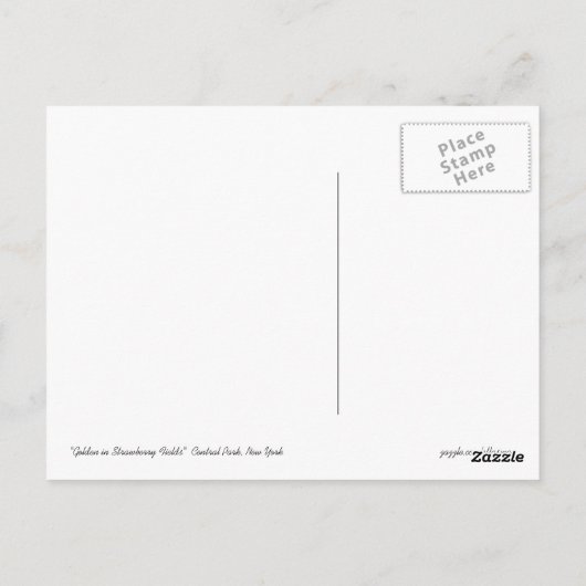 Golden in aardbeivelden, ook bekend als "Imagine"- Briefkaart (Achterkant)