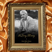 Golden in Loing Memory BW Photo Funeral Service Poster