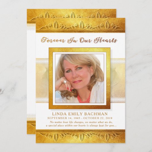 Golden In Our Hearts Photo Merci Sympathie (Devant / Derrière)