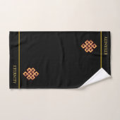 Golden Infinity Knot & bewerkbare tekst op zwart Bad Handdoek (Handdoek)