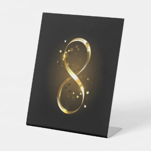 Golden Infinity-symbool Reclamebord Met Voetstuk
