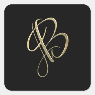 Golden initiaal B monogram Vierkante Sticker