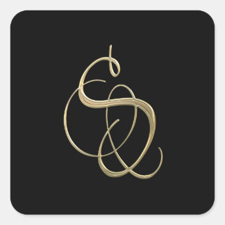 Golden initiaal S monogram Vierkante Sticker