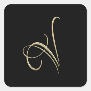 Golden initiaal V monogram Vierkante Sticker