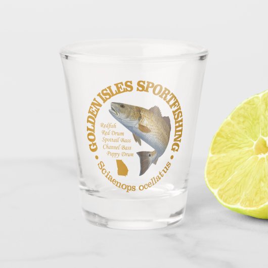 Golden Isles (roodbaars) Shot Glas (Voorkant)