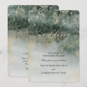 Golden Jade Elegant Modern Wedding Invitation Kaart