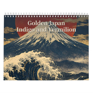 Golden Japan Indigo and Vermilion Japanese Art Kalender
