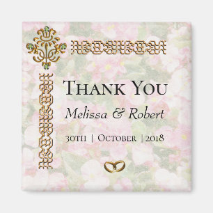 Golden Jeweled Floral Wedding Bedankt Magneet