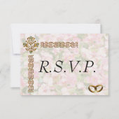 Golden Jeweled Floral Wedding RSVP Kaartje (Voorkant)