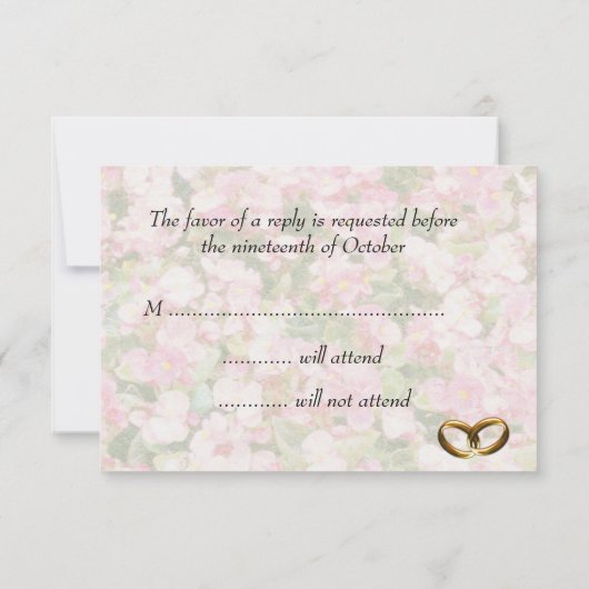 Golden Jeweled Floral Wedding RSVP Kaartje (Achterkant)