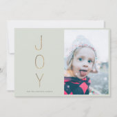 Golden JOY Modern Photo Holiday Card | Sage Feestdagenkaart (Voorkant)
