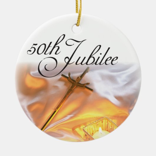 Golden Jubilee Religious Life, Cross Candle Keramisch Ornament (Voorkant)