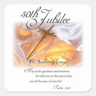 Golden Jubilee Religious Life, Cross Candle Vierkante Sticker