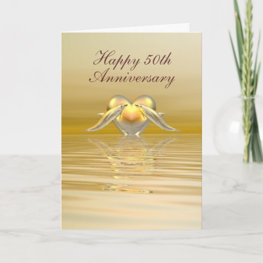 Golden Jubileum Dolphins en Heart Kaart (Voorkant)