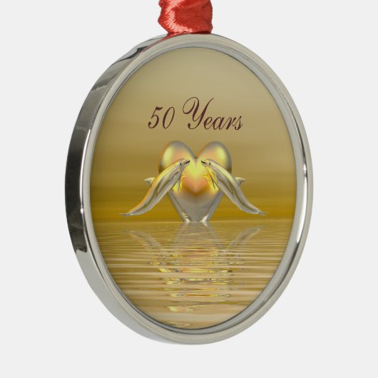 Golden Jubileum Dolphins en Heart Metalen Ornament (Rechts)