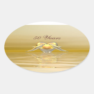 Golden Jubileum Dolphins en Heart Ovale Sticker