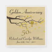 Golden Jubileum Tortelduifjes Servetten (Voorkant)