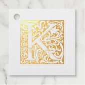 Golden Jubileum, verlicht, letter K Monogram Bedankjes Labels (Voorkant)
