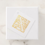Golden Jubileum verlicht, Letter X Monogram Bedankjes Labels (Met doos)