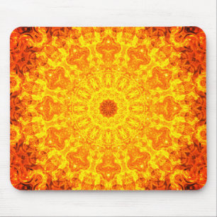 Golden Kaleidoscopic Mandala Art Muismat