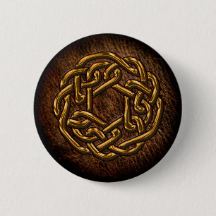 Golden keltische versiering van leder ronde button 5,7 cm