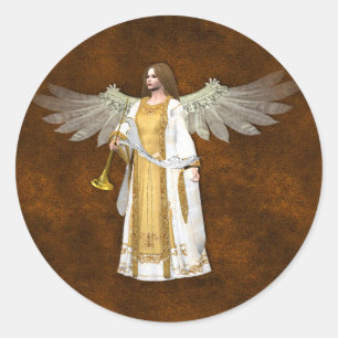Golden KerstAngels Ronde Sticker