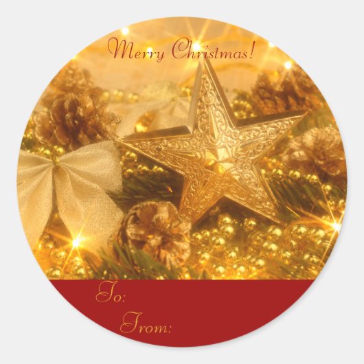 Golden kerstcadeau Label Sticker (Voorkant)