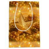 Golden kerstcadeau medium cadeauzakje (Voorkant)
