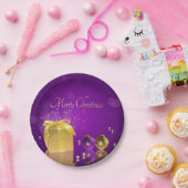 Golden kerstcadeau papieren bordje (Feest)