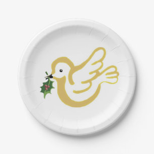 Golden kerstklep met heilige duif papieren bordje