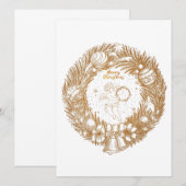 Golden Kerstmis Angel-Wreath-Merry kerst (Voorkant / Achterkant)