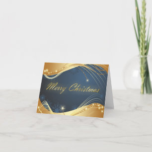 Golden kerstmotief met blauwe achtergrond... feestdagen kaart