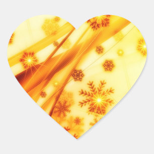 Golden kerstsnowflakes hart sticker