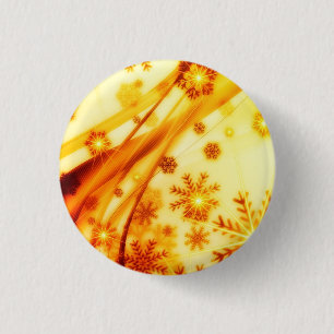 Golden kerstsnowflakes ronde button 3,2 cm