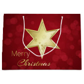 Golden Kerstster Red Bokeh Large Cadeautasje (Voorkant)
