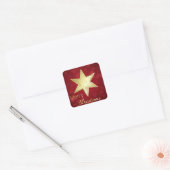 Golden Kerstster Red Bokeh Vierkante Sticker (Envelop)