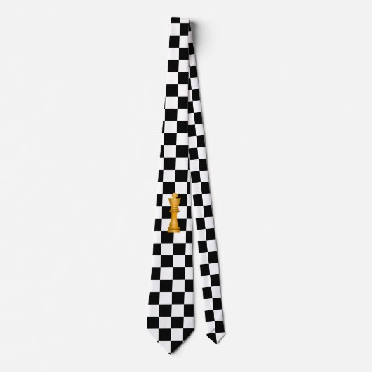 Golden King op Black and White Chess Pattern Stropdas (Voorkant)