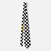 Golden King op Black and White Chess Pattern Stropdas (Achterkant)