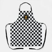 Golden King & Queen op Black White Chess Pattern Schort (Voorkant)