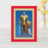 Golden Knight, 5" x 7" Gevouwen Verjaardag Kaart