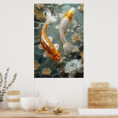 Golden Koi Fish Poster Art Print Wall Art (Cuisine)